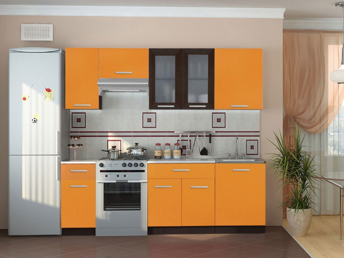 Прямая кухня Диана длиной 2 метра Оранжевая – на заказ 47 000 рублей