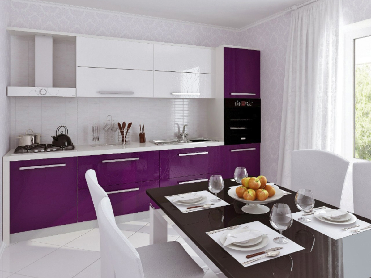 Прямая кухня Беата длиной 3 метра Фиолетовая – на заказ 93 000 рублей