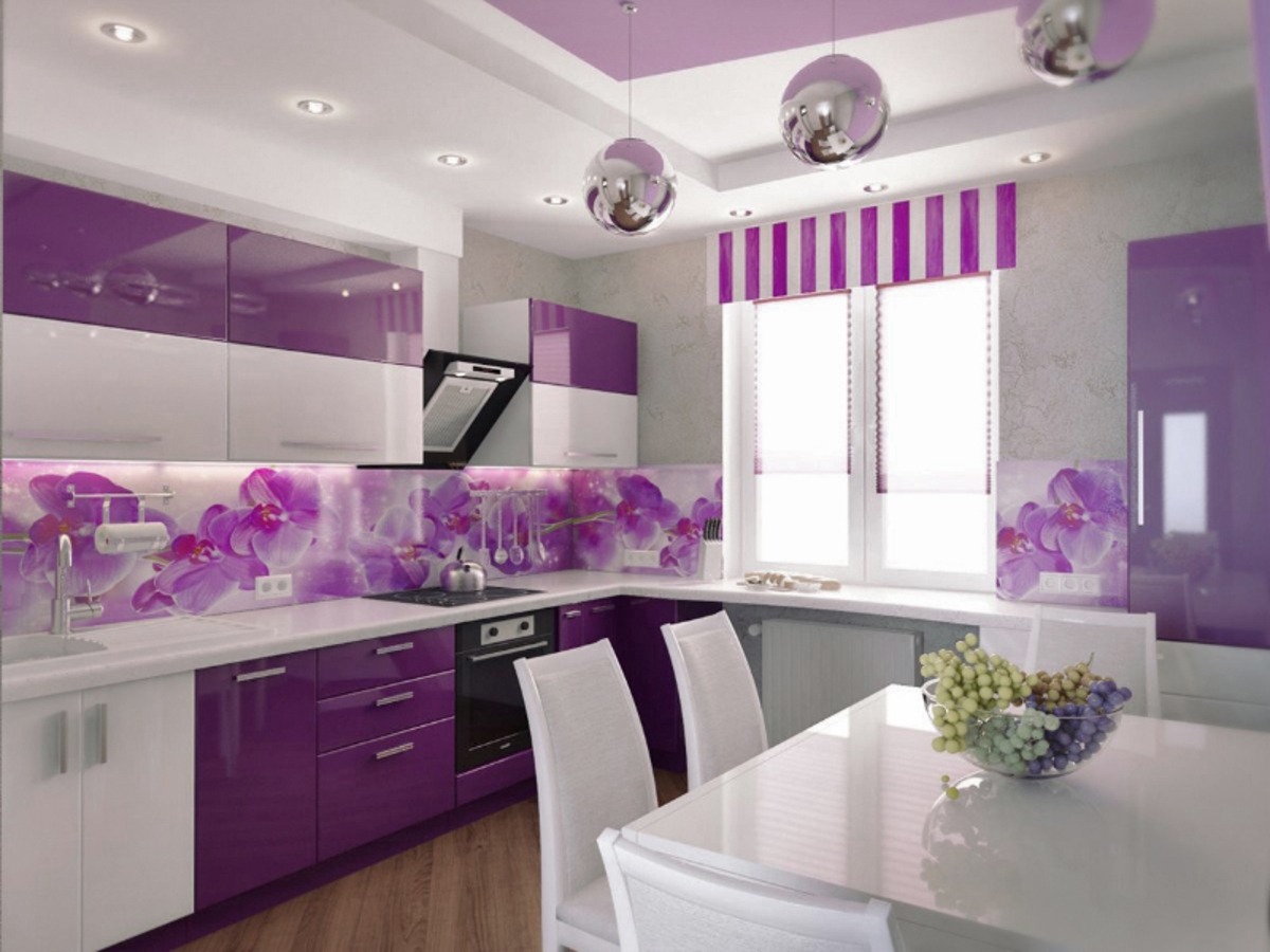 Прямая кухня Астра длиной 5 метров Фиолетовая – на заказ 91 000 рублей