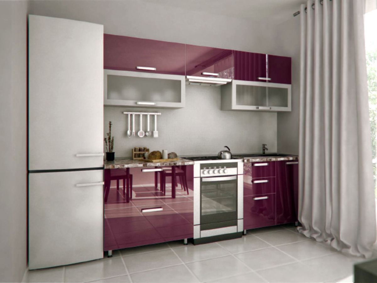 Прямая кухня Астрид длиной 4 метра Фиолетовая – на заказ 85 000 рублей