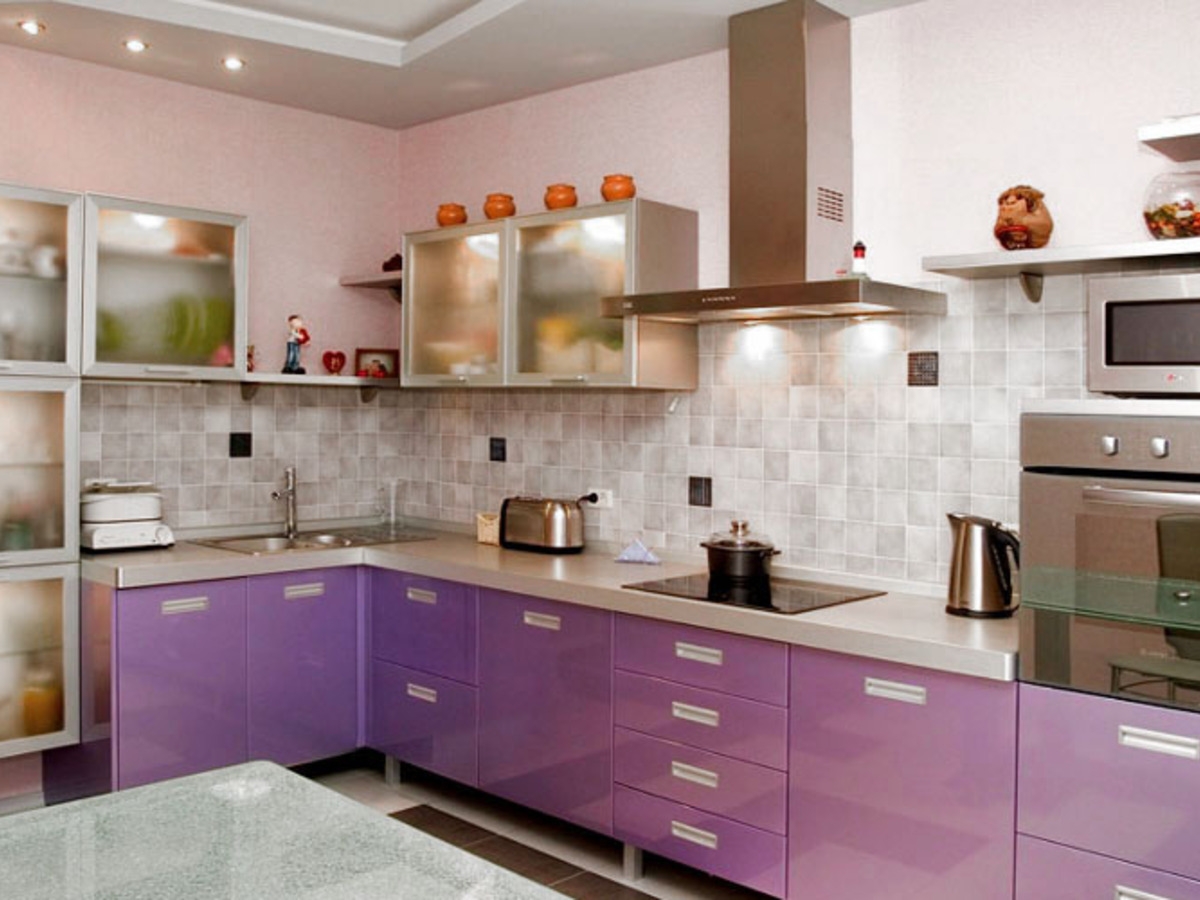 Угловая кухня Афродита длиной 6 метров Фиолетовая – на заказ 161 000 рублей