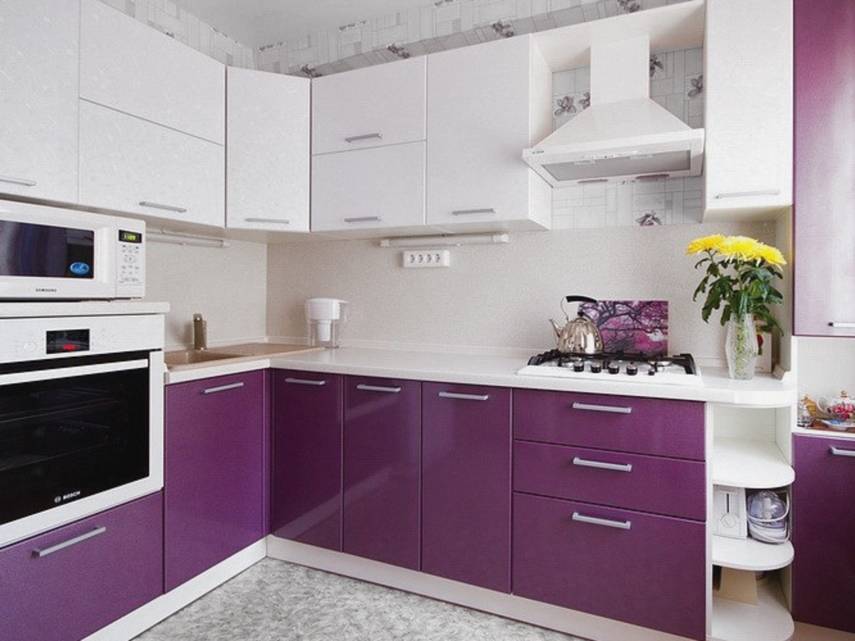 Угловая кухня Аэлита длиной 5 метров Фиолетовая – на заказ 108 000 рублей