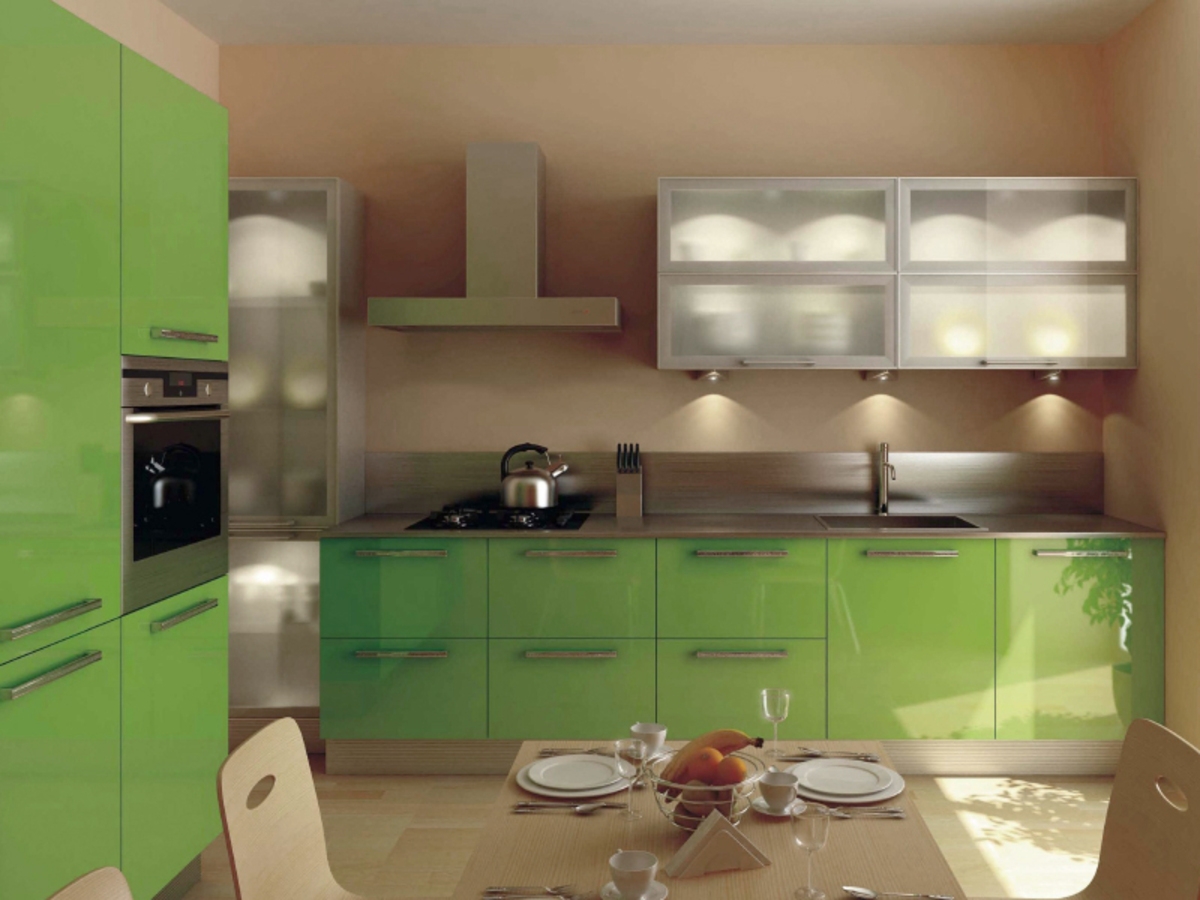 Кухня с островком Валерия длиной 5 метров Зеленая – на заказ 98 000 рублей